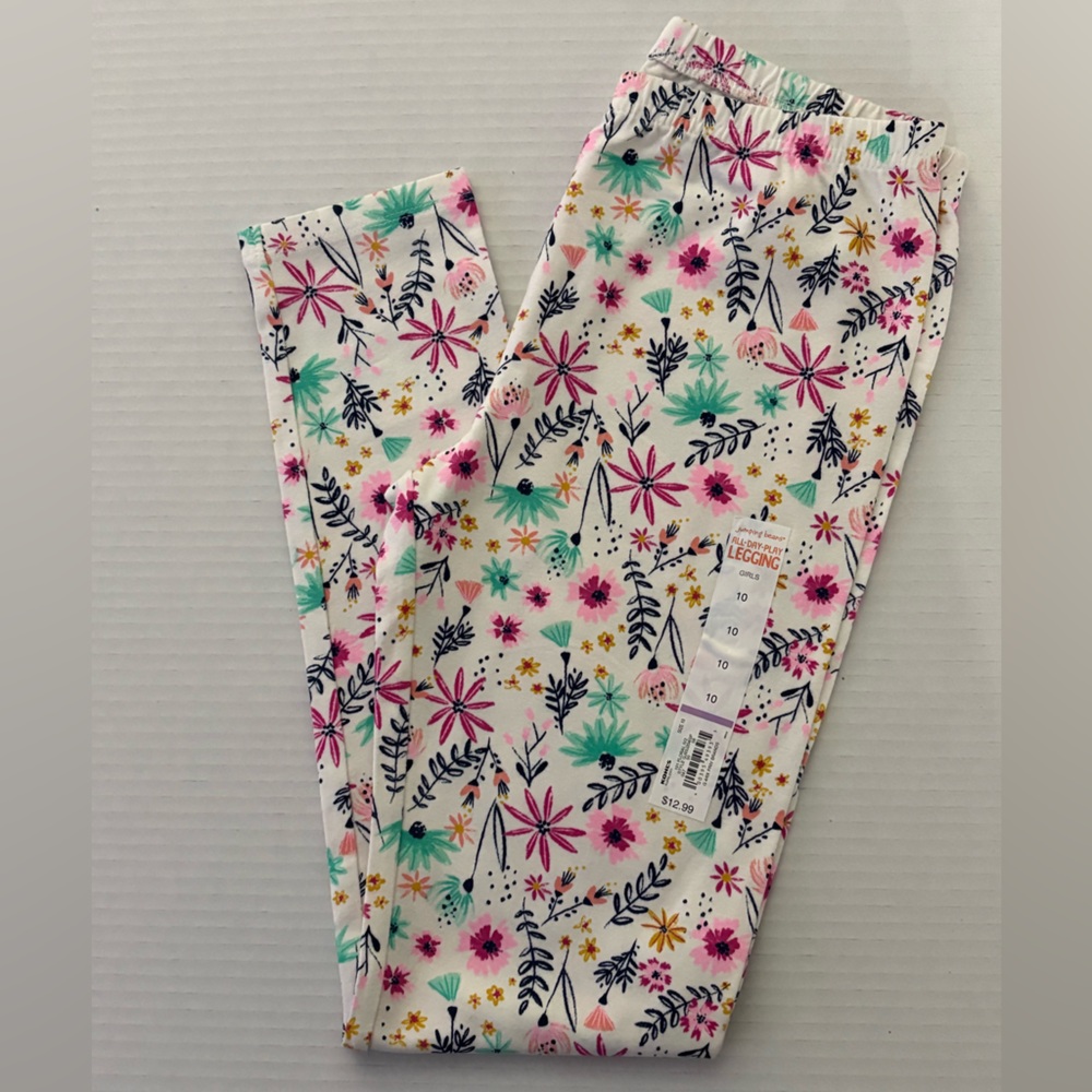 NWT Jumping Beans All Day Play Floral Flowers Leggings - size 10 Girls